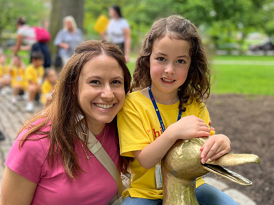 Student and mom on a field trip to Boston Common