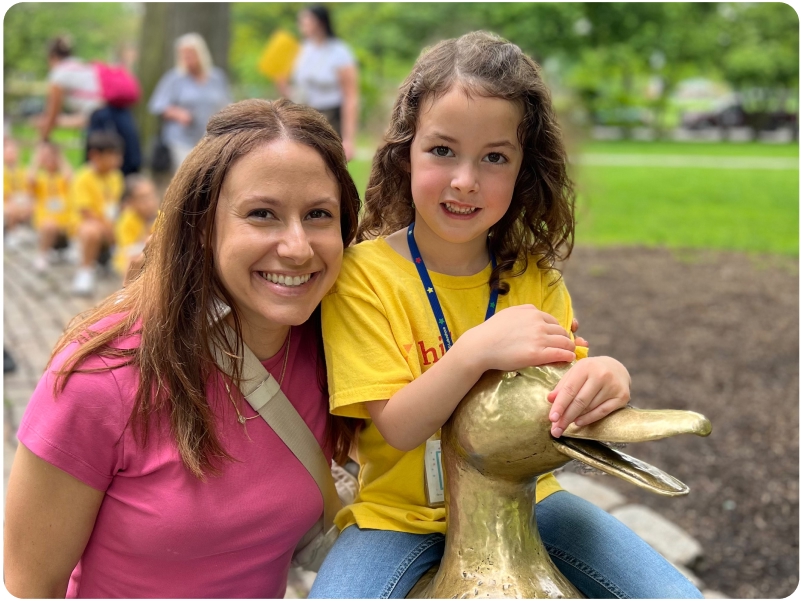 Student and mom on a field trip to Boston Common